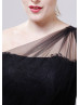 One Shoulder Black Lace Tulle Amazing Bridesmaid Dress